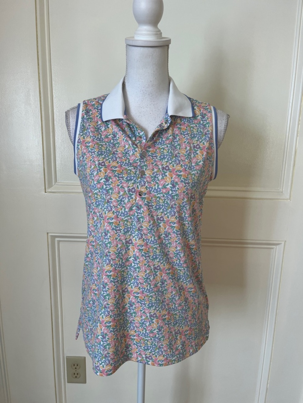 Ralph Lauren Sleeveless Floral Polo Tank in Pink, Green, White